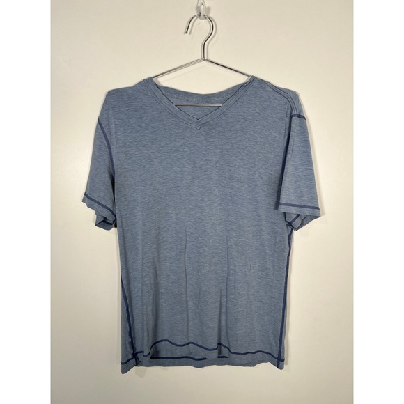 Lululemon Other - Lululemon V-Neck T-Shirt Blue Heathered Short Sleeve Distressed Workout T-shirt